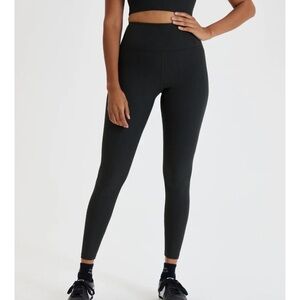 RIB high rise leggings in black Medium